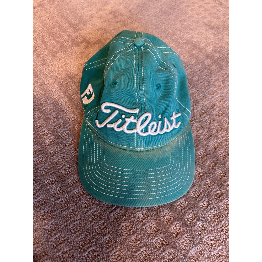 Titleist Pro V1 FJ Golf Cap Teal‎ White Stitching Adjustable Strap Men